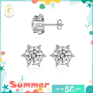 EOM Moissanite 0.5ct-3ct Ice Crystal Snowflake Earrings, Earrings Accessories, Chic Fashion Jewelry, Fashion Pairings, Ideal Gift for Any Occasion, Birthday Christmas Family Gifts, Wedding Engagement Anniversary Party Gift