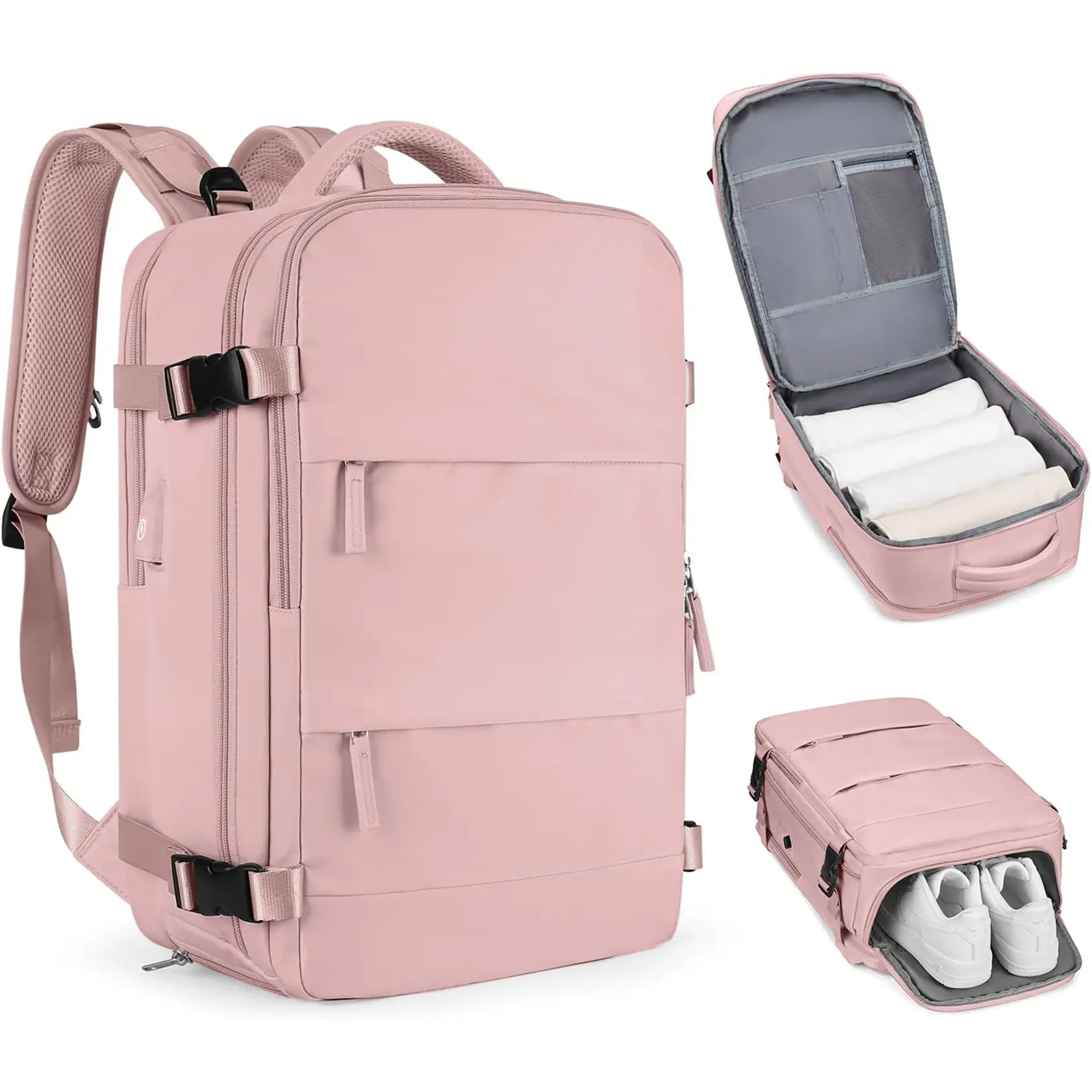 Laptop Mochila Flight Pink Backpack with Shoe Compartment & Organized Interior Design for Travelers Laptop Mochila Flight Pink Backpack with Shoe Compartment & Organized Interior Design for Travelers