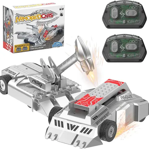2.4 GHz Armored RC Cars - 2-Player Battling Robots with Dual Remotes, STEM Robotics Combat Toys, 500mAh Kids Toys for Boys, Birthday Surprise Gifts for Kids Age 3+