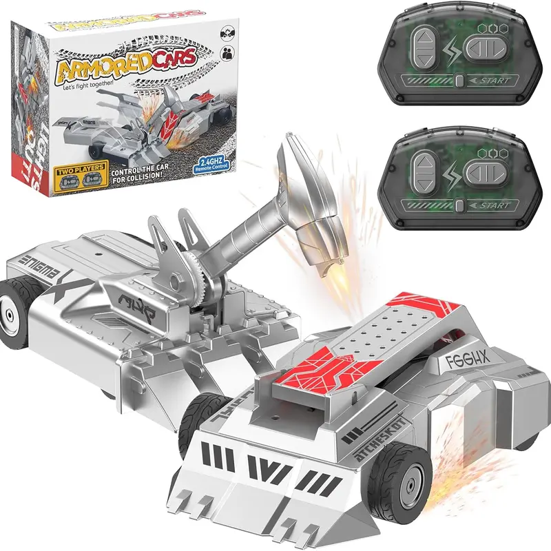 2.4 GHz Armored RC Cars - 2-Player Battling Robots with Dual Remotes, STEM Robotics Combat Toys, 500mAh Kids Toys for Boys, Birthday Surprise Gifts for Kids Age 3+