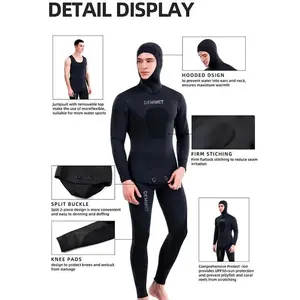 HOT 3mm Camouflage Wetsuit Long Sleeve Fission Hooded 2 Pieces Of Neoprene Submersible For Men Keep Warm Waterproof Diving Suit