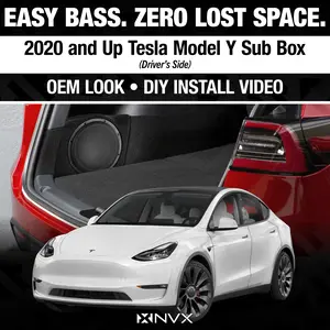 2020-2023 Tesla Model Y - Custom 500W RMS 10" Loaded Subwoofer Enclosure | NVX BE-TSLAY-G1D (Drivers Side)