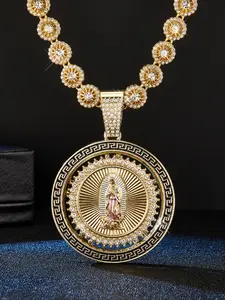 Rhinestone Decorated Pendant Necklace, Bling Stylish Accessory, Fashion Jewelry for Party, Daily Clothing Decor, Trendy All-match & Exquisite Jewelry for Birthday Gift