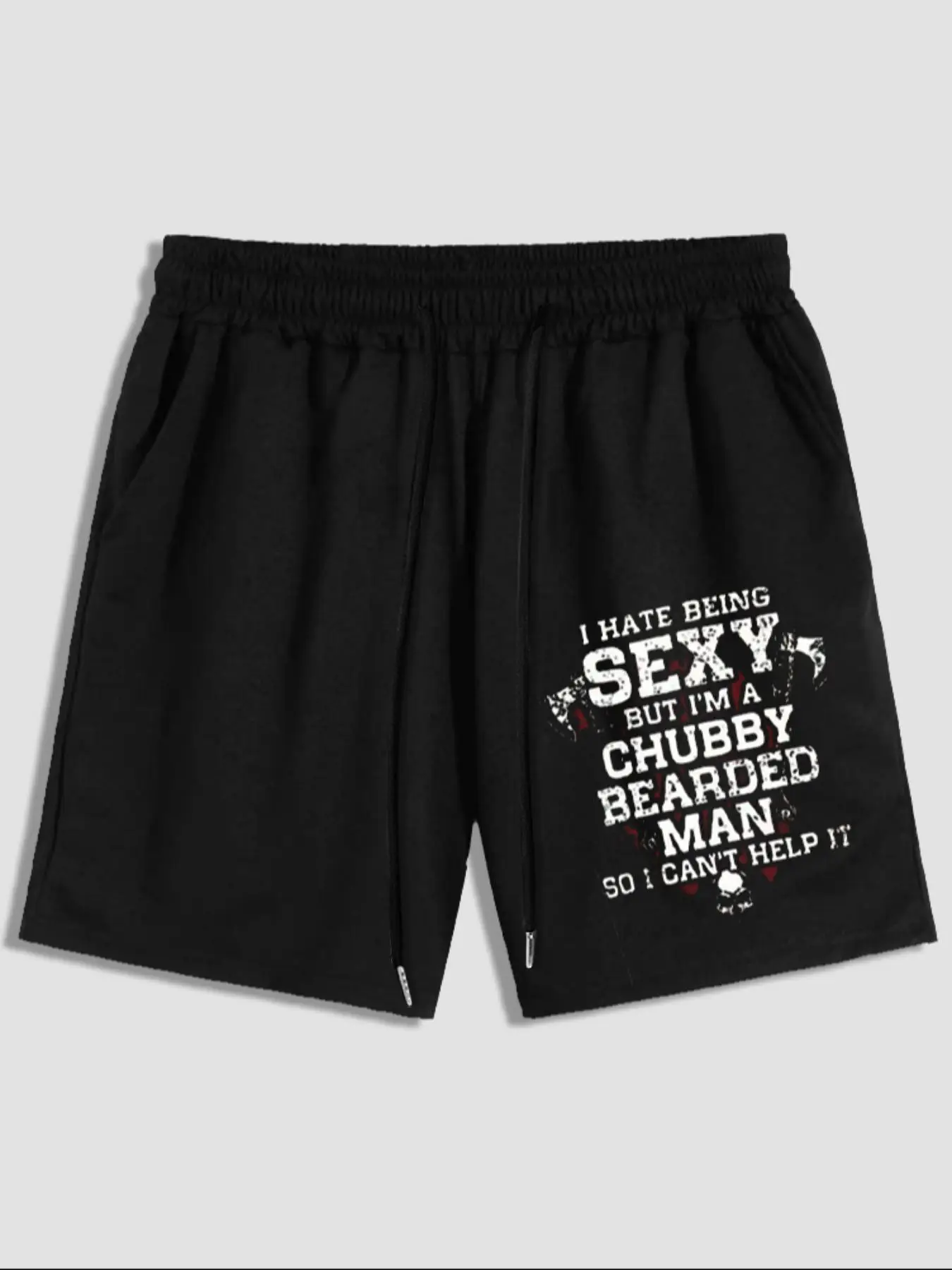 Men's Slogan Graphic Drawstring Waist Shorts, Summer Clothes, Casual Regular Fit Pocket Track Shorts For Summer, Men's Bottoms For Daily Wear