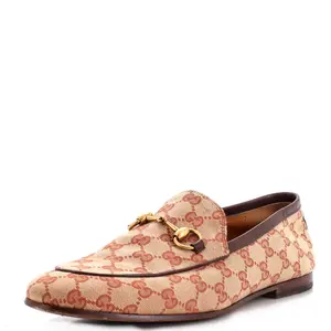 Pre-owned Gucci Men's Jordaan Loafers GG Canvas by Rebag