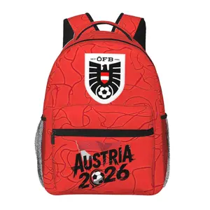 Funky Soccer2026 Backpack Large Capacity 2026 World Football Commuter Bag for Outdoor Hiking Business, Cartoon Casual Austria Team Laptop Daypack for Men Women & Gifting