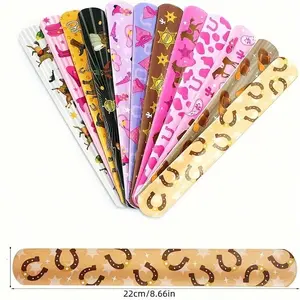 12pcs Adjustable Glitter Western Cowgirl Slap Bracelets, Snap Horse Design Party Wristbands, Bachelorette Party Supplies, Rodeo Disco Birthday Favors, Stackable Bracelets