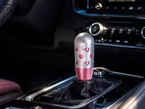 Universal Heart Cutout Car Gear Shift Knob – Silver & Pink Luxury Automatic Manual Transmission Shifter Head, Cute Sport Style Interior Car Decor, Easy Install Car Accessories for Women & JDM Style Build #CarAccessories #CarInterior #ShiftKnob