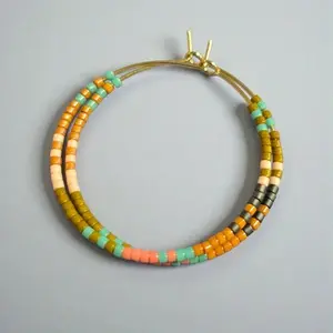 Desert Rhythm Hoops--Beaded Gold Hoop Earrings