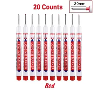 20PCS Long Tip Marker，Waterproof Marker Pen, Permanent Oil Marker, Multipurpose Deep Hole Marker Pen for Metal, Ceramic, Glass, Leather, Film, Bulk Markers