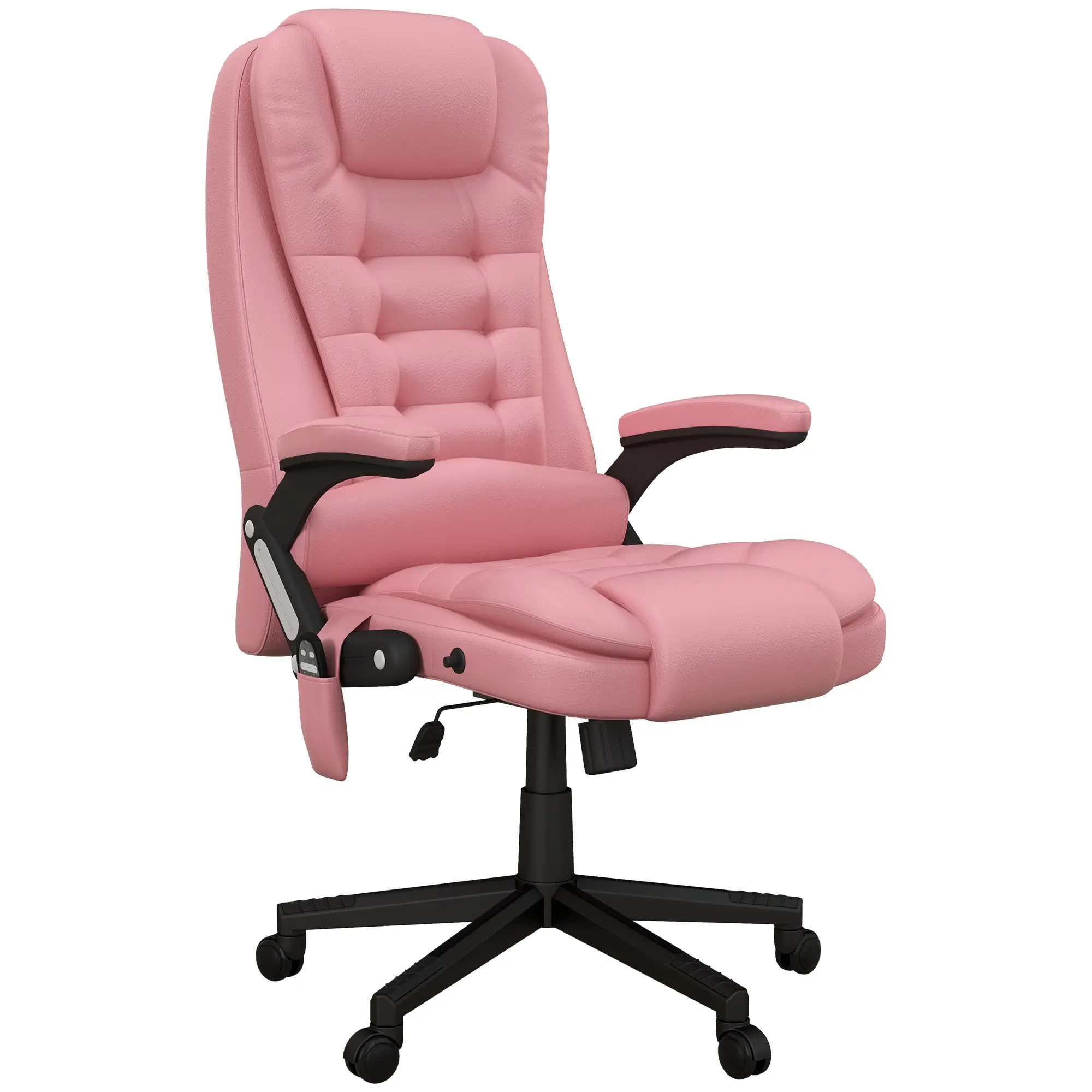 Pink Heated Reclining Massage Office Chair - 6 Vibration Points, Adjustable Armrest, Remote Control, Commercial Office Furniture Desk Chair