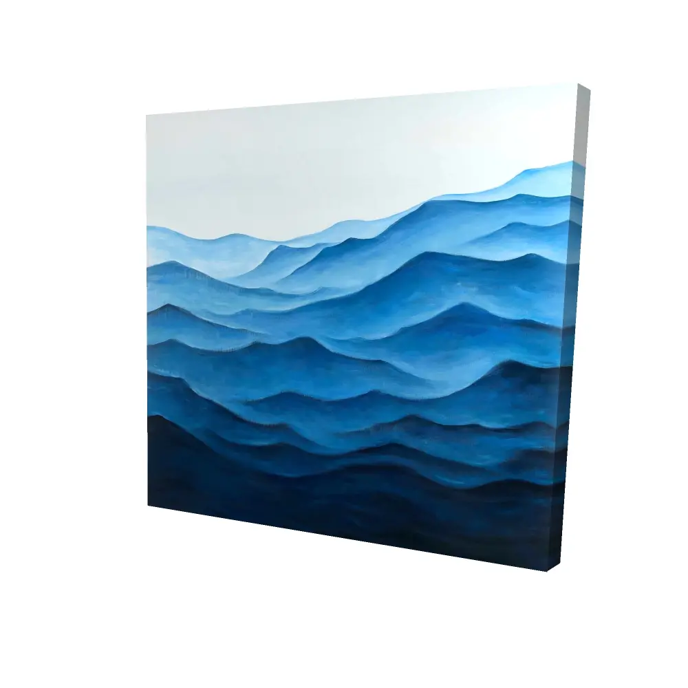 212 MAIN Minimalist Waves Blue Ocean Wall Art - 24x24in High-Def Nature Art, Easy-Hang Home Decor, Ocean Inspired Design Bedroom Accent Poster for Home Inspo & Stress Relief
