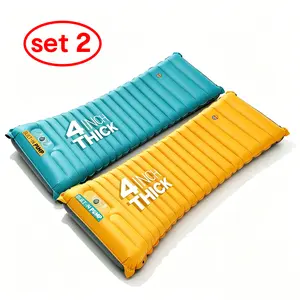 ZOOOBELIVES SET2Inflatable Camping Sleeping Pad, 4-Inch Thick Full Air Support, No Bottoming Out for Side Sleepers, Camping & Backpacking Mattress with Built-in Foot Pump, Durable & Compact – Airlive2000