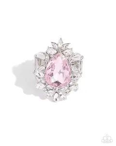 Catering Class - Pink Gem Silver Ring - Paparazzi