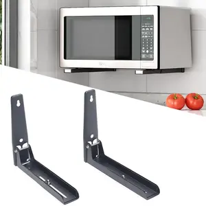 2 Brackets Wall Mount Heavy Duty Foldable Stretch Shelf For Microwave Oven