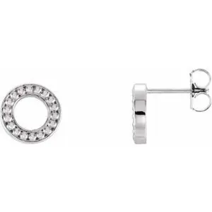 Platinum Beaded Stud Earrings