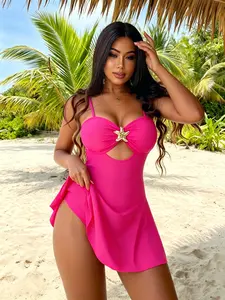Women's New Style Thin Strap Hollow Out Starfish Metal Decoration Slim Fit Swimsuit, Sea Fancy Swimsuits, Perfect for Beach Pool