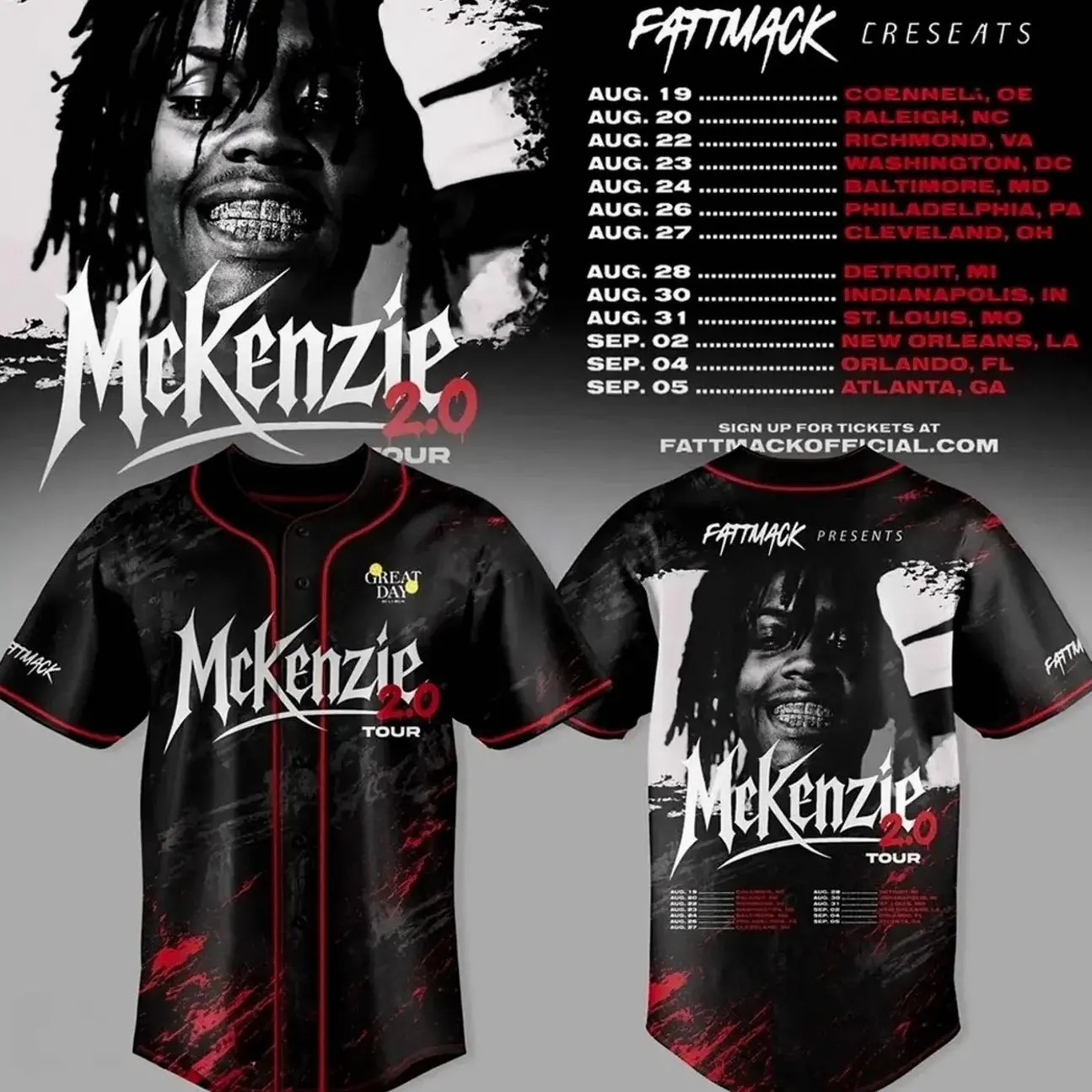 McKenzie No Mercy Tour 2026 Baseball Jersey, Black Button Up Concert Shirt, McKenzie Tour Merch, Music Fan Apparel, Unisex Baseball Jersey, Gift for Him/Her, For Any Season