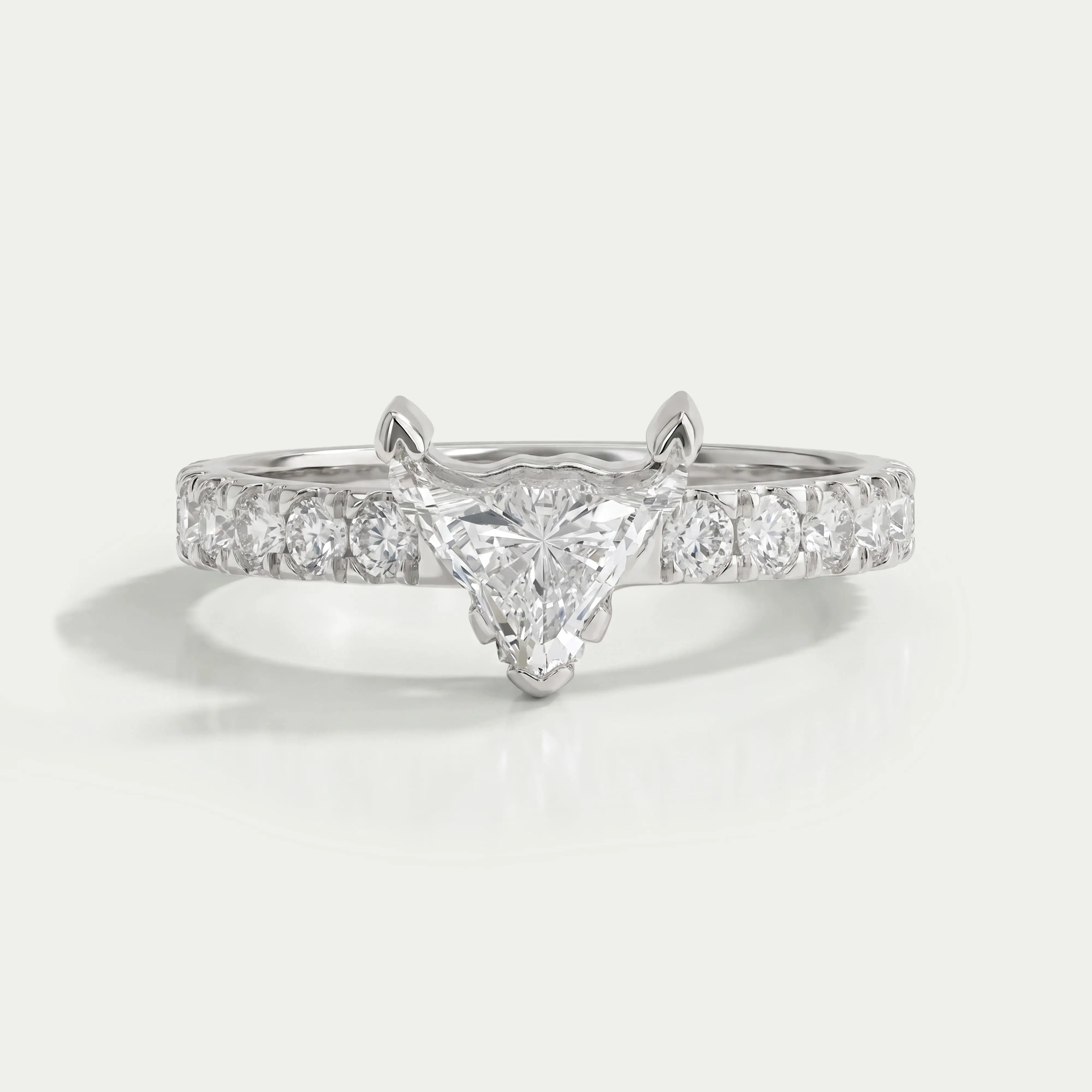 Bull Cut Lab Grown Solitaire Accent Diamond  Engagement Ring