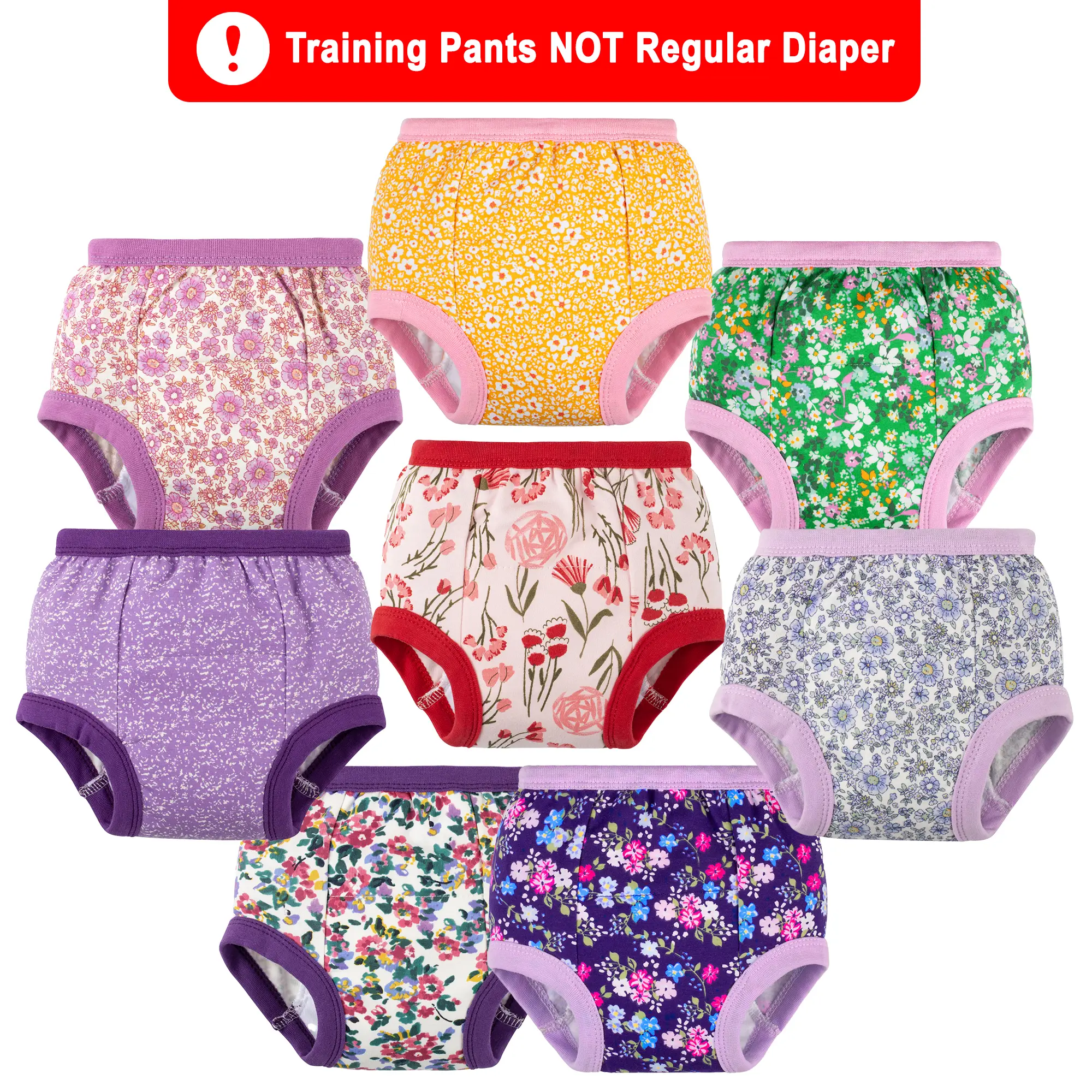 8-Pack Toddler Training Pants – Reusable Cotton Toilet Training Underwear (12M-5T)