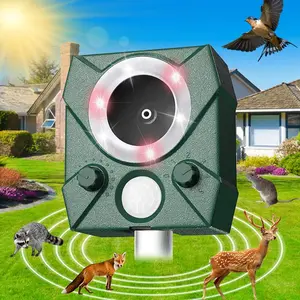 High Power Animal Repeller Speaker, Sound Wave Solar Mouse Deterrent, Dual Charging Cat Repeller, Deer Repellent Devices for Yard Garden Park, Electronic Pest Repellent