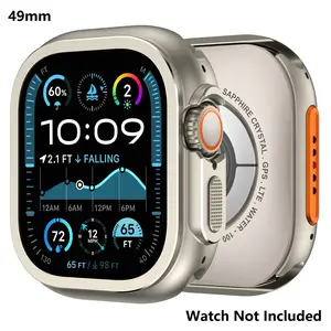 3 in 1 Metal Case Compatiblefor Apple Watch Ultra 3/2/1 Ultra Band 49mm/46mm/45mm/44mm, Protector Rugged Bumper Cover for Apple Watch Series 10 9 8 7 6 and Ultra 3/2/1-Watch case only(Watch Not Included)   49mm-Titanium Smart Watch Accessories