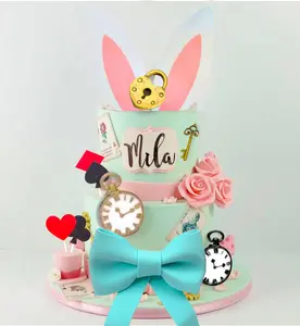 LaVenty cake shed cake topper gender revealAlice Cake Decoration Party Supplies Favors Bunny Birthday Cake Decoration Alice in Onederland Cake Topper Birthday Baby Shower Decoration Magical Set Ornaments