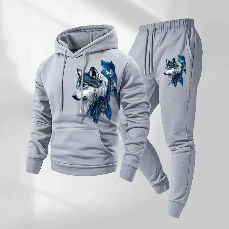 Mannen Trainingspak Set - Letter Print Sweatsuit 2-Delig - Hoodie & Joggingbroek - Herfst Winter