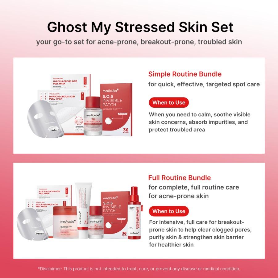 [NEW] [medicube] Ghost My Stressed Skin Set for Acne Prone, Troubled, Breakout-Prone Skin, | Exfoliating, Calming, Soothing, Comforting, Barrier Support, Tone & Texture Care | Korean Skincare, K-Beauty