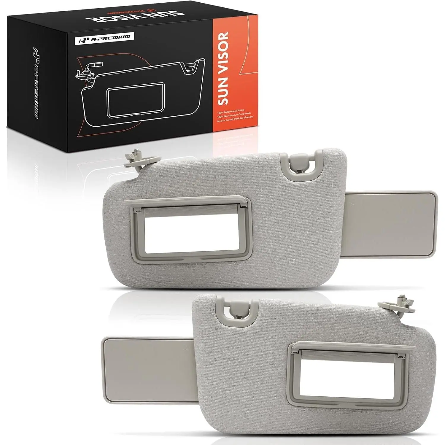 A-Premium Driver & Passenger Sun Visor Compatible with Nissan Sentra 2013 2014 2015 2016 2017 2018 2019 - with Sliding Sun Visor Extension, with Vanity Mirror, Gray Color - Replaces 964013SG8A