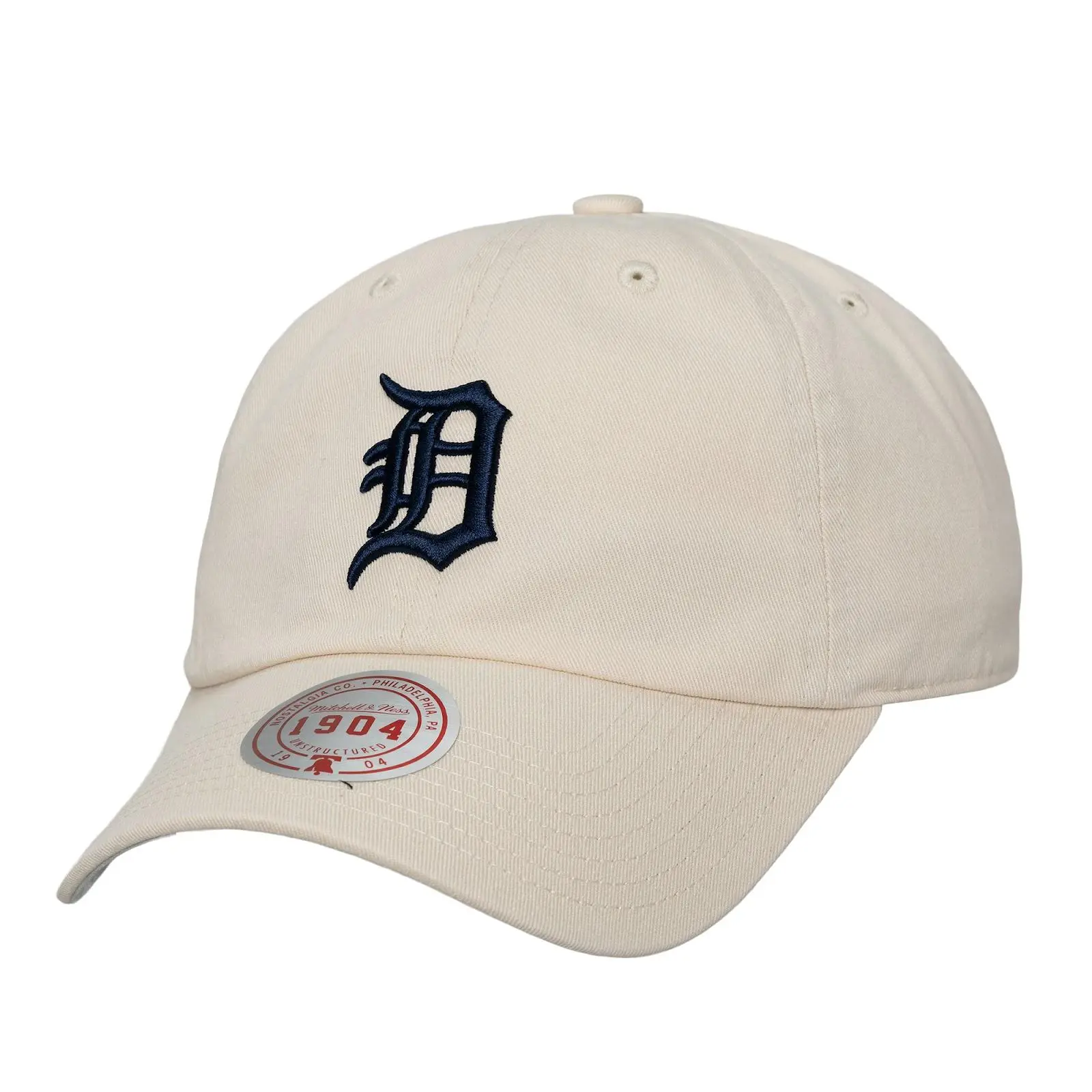 Mitchell & Ness Detroit Tigers Cream Unisex 100% Cotton Off-Season Strapback Hat - MLB Vintage Throwback Casual Dad Cap, Adjustable Embroidered Graphic Cooperstown Retro Baseball Fan Gift