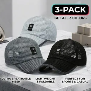 Men's 3-Pack Mesh Baseball Hat, Ultra Breathable Quick-Dry Summer Trucker Cap for Running & Outdoor Sports