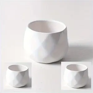 3Pcs SummerVibes White Ceramic Succulent Planter Pots Mini Simple Modern Decorative Flower Pots for Home Office Desk Decoration (No Plants Included)