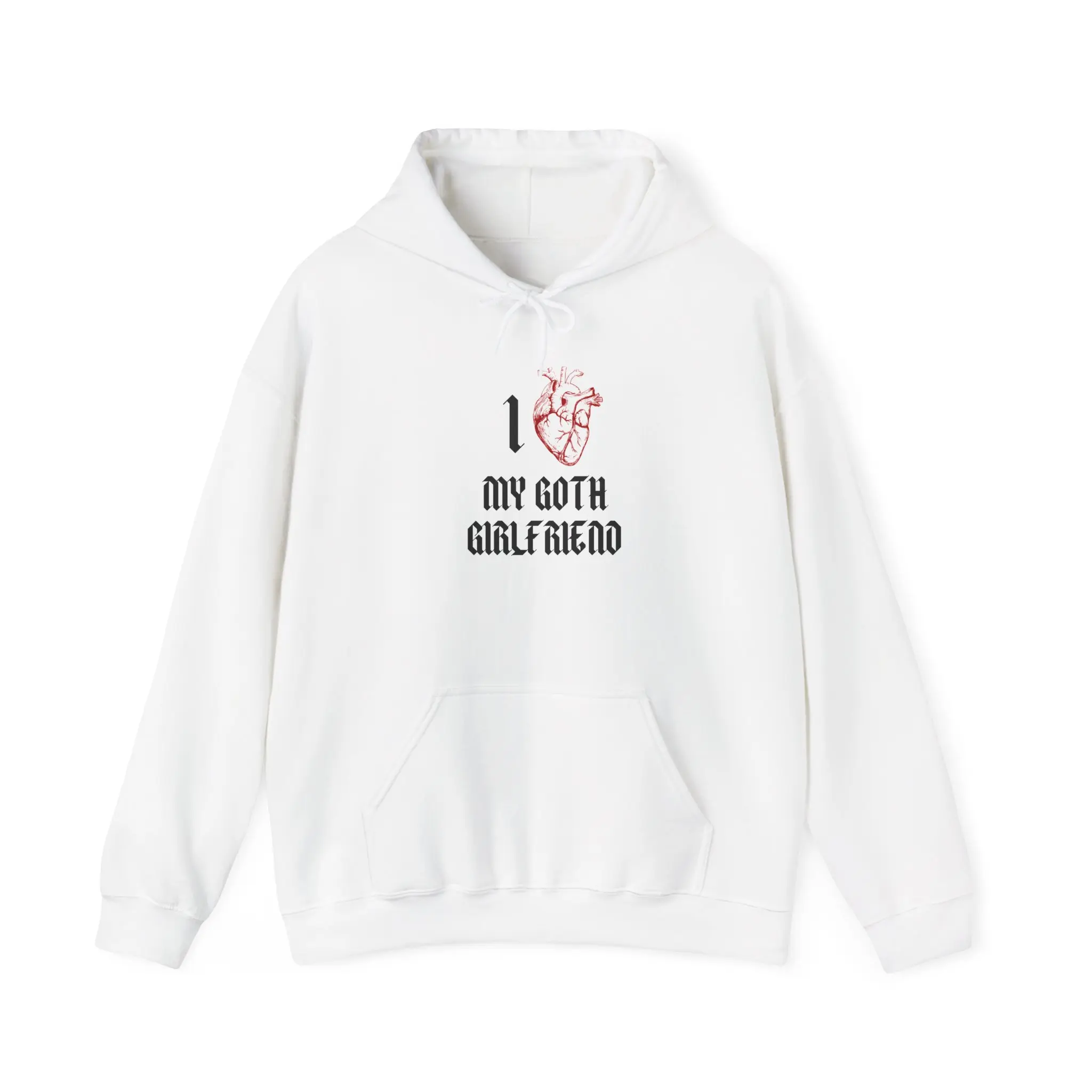 I Heart My Goth Girlfriend Hoodie | Anatomical Heart Illustration, Goth Couple Apparel