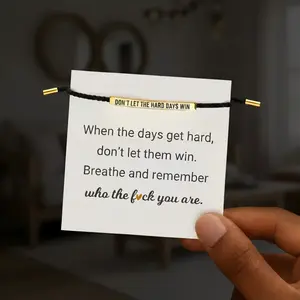 Don't Let The Hard Days Win Inspire Bracelet - Stainless Steel & 18k Gold Plated Braided Design with Engraved Message - Adjustable Up to 10"