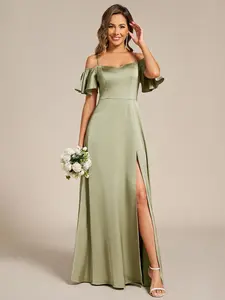 Ever-Pretty  2026  dress Short Sleeve Off Shoulder A-Line Satin Bridesmaid Dress Style Bridal 00437