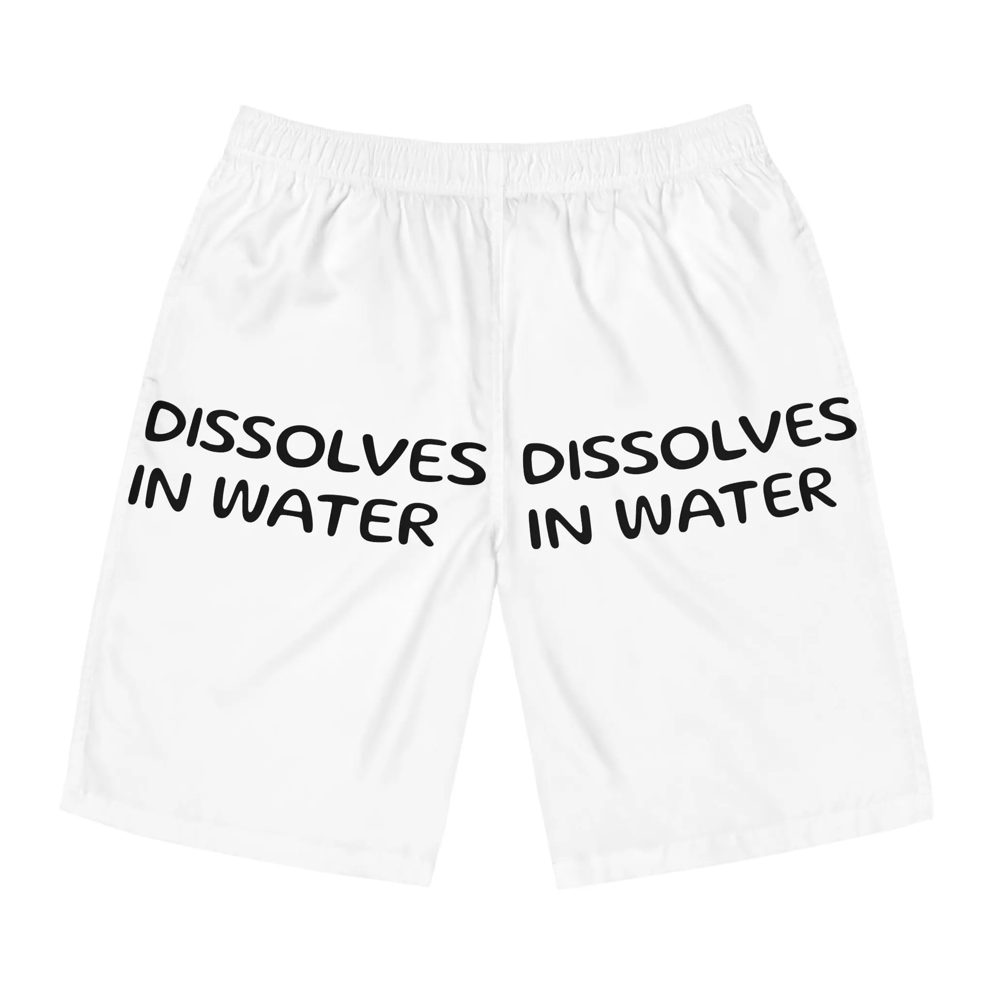 Men’s Funny “Dissolves In Water” Swim Shorts – Dissolves in Water Humor Swim Trunks