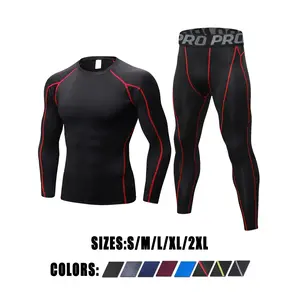 Men’s long johns, thermal underwear set for men, long-sleeve base layer compression suit, sports clothing, raglan-sleeve top and skinny bottoms for workouts, skiing, and running, compression tops, compression pants