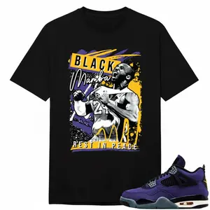 Lakers 4s Sneaker Match Tees Black Mamba RIP Unisex Streetwear