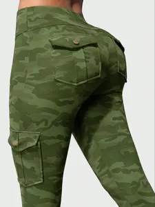 Women's Camo Print High Waist Sports Leggings, Casual Comfy Breathable Skinny Pants for Yoga Gym Workout Running, Ladies Sportswear for All Seasons