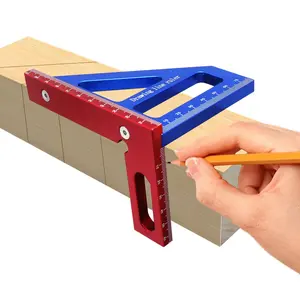 Woodworking Square Protractor, Aluminum Alloy Miter Triangle Ruler, High Precision Layout Measuring Tool for Engineer Carpenter
