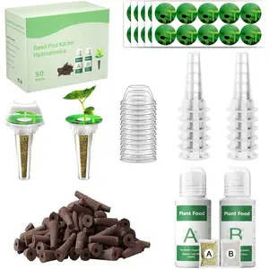 128 count Seed Pod Kit for Aerogarden, Grow Anything Kit for Indoor Hydroponics Growing System, Hydroponics Supplies with 50 Grow Sponges, a&b Nutrient  , 50 Pod Labels, 12  Baskets Domes