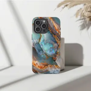 Opal Agate Gemstone Case for all IP Phone models (17 to X) - Premium Aesthetic Phone Case - Unique Iridescent Marble - Luxurious Trend