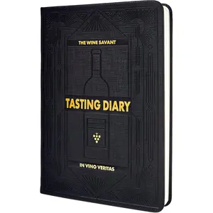 Wine Tasting Journal Guided Tasting Notes Book & Checklist (5" x 7" B6 Black Notebook) - 5 Step Guide & Tasting Log Methods - Aroma, Appearance, Finish, Structure, Remarks & Wines Ratings & Color Card