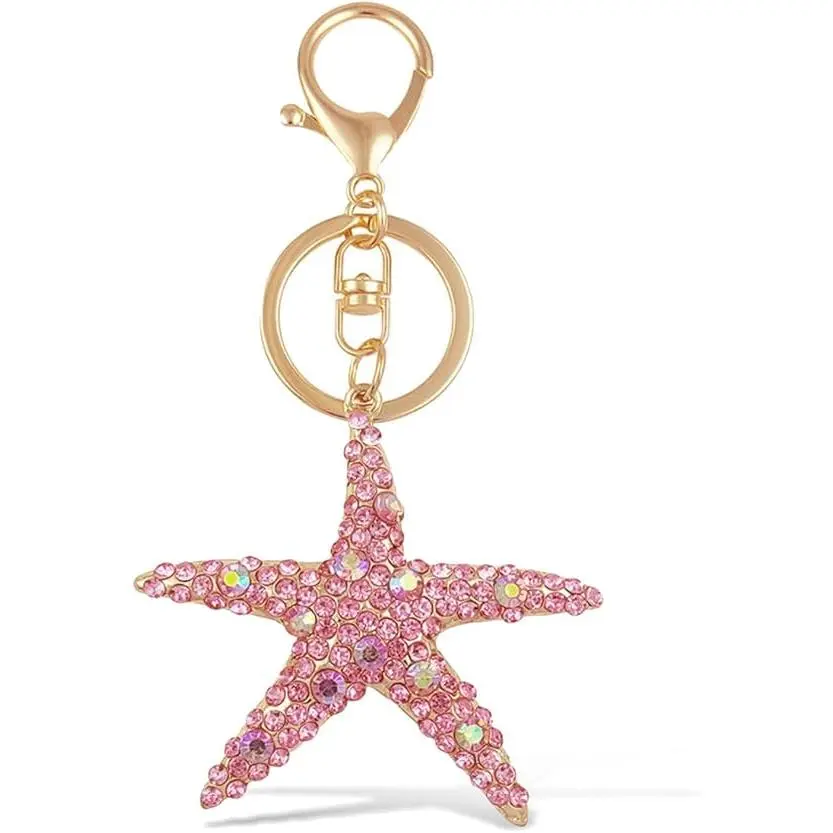 ChicBloom B Starfish Keychain Beach Key Ring Summer Keychain Cute Sea Star Accessories Nautical Summer Outfits Gift