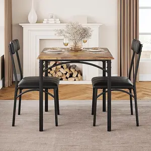 Dining Table Set for 2, Kitchen Table and Chairs for 2 with Upholstered Chairs, 3 Piece Dining Room Table Set, Square Kitchen Table Set for Small Space, Apartment, Studio,Vintage