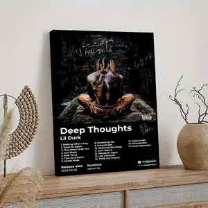 Deep Thoughts By Lil Durk Album Cover Music Wall Decor, Waterproof Decoration Canvas Poster, Artistic Poster for Bathroom, Bedroom, Kitchen and Living Room, and A Perfect Gift for Home