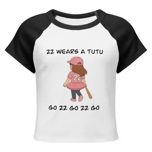“22 Wears a Tutu” Softball Chant Baby Tee – Women’s Micro Rib Raglan