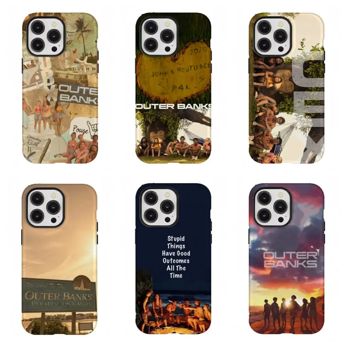 Trendy O-Outer Banks OBX Phone Case Trendy Tough Case Perfect Gift for Show Fans Her Him Compatible for iPhone 11 12 13 14 15 16 17 Pro Max Plus Air Mini Pogue Life Surfer Boy Summer Aesthetic Beach Vibe Advanced Outer Protection