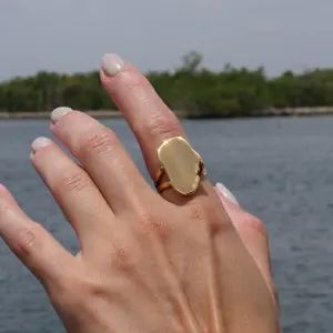 Stainless steel Irregular ring 18k gold plated, Minimalist jewelry, Statement women’s ring, Original design, Ring for women